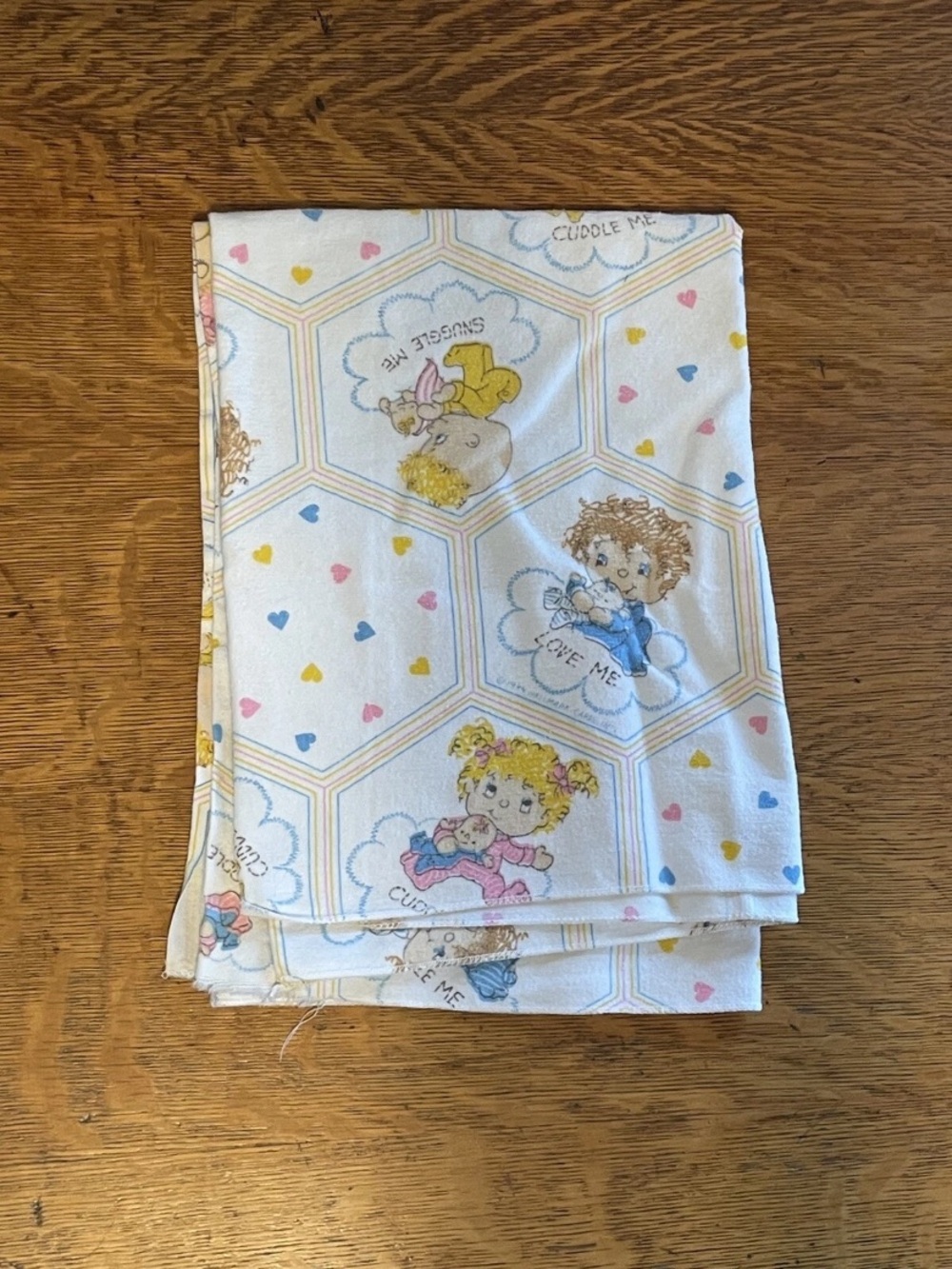 Vintage Hallmark Cards Baby Receiving Blanket 80s Cuddle Me Love Me Hugga Bunch